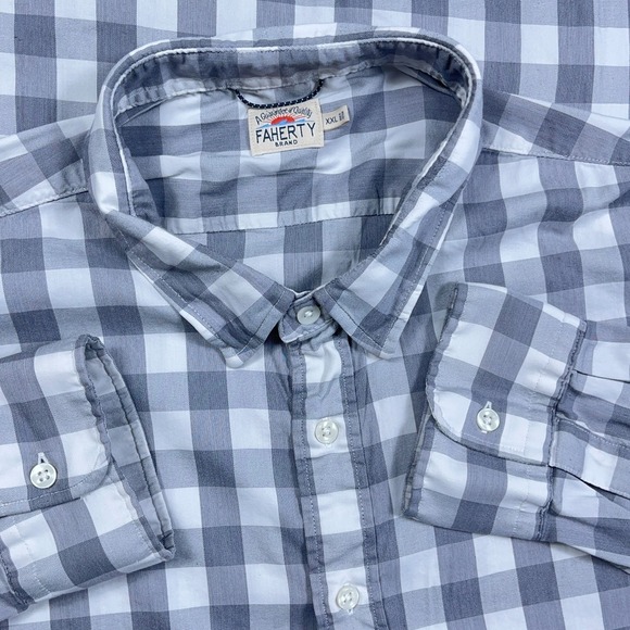 Faherty Other - Faherty Shirt Men XXL 2XL Grey Check Plaid Button Up Cotton Dress Casual Adult *